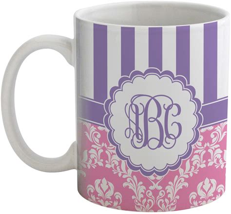 Pink Purple Damask Coffee Mug Personalized YouCustomizeIt