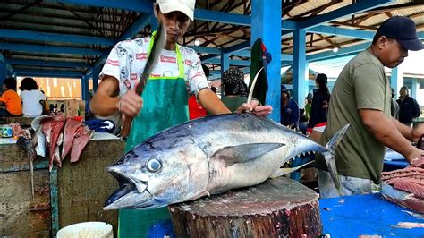 Amazing Skills Master Cutter Giant Yellowfin Tuna With Sharp Machete