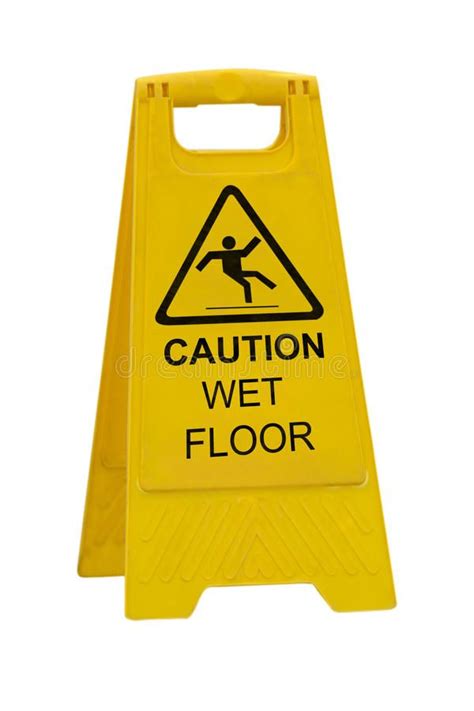 Caution wet floor sign. Yellow Caution slippery wet floor sign isolated ...