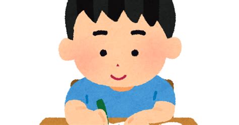 無料イラスト かわいいフリー素材集 机で勉強をする生徒のイラスト（男子）