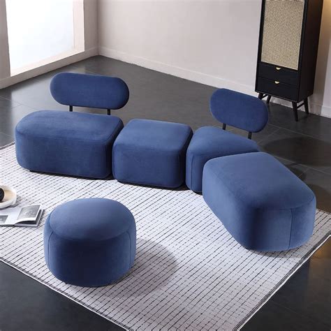 Livraison Gratuite Sur Sofa Sectionnel Tapiss Par Velours Bleu Marine