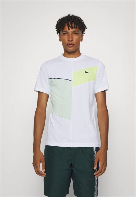 Lacoste Sport Tennis Tour Sports T Shirts Blancjaune Fluovert