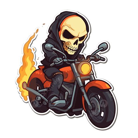 Skull Riding Motorcycle Sticker Vector Skull Clipart Motorcycle