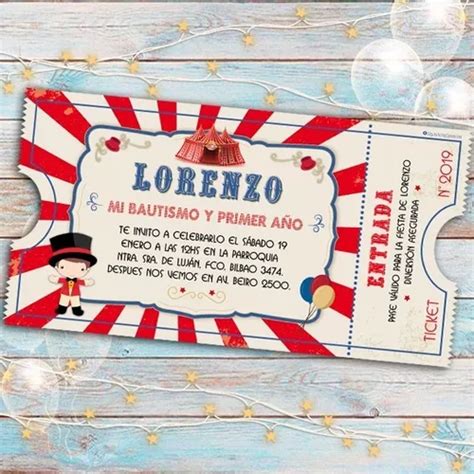 Invitacion Digital Imprimible Circo Kermesse Ticket Mod 05 240 En