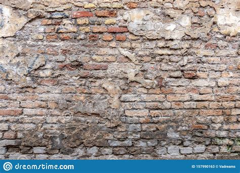 Alte Schmutzige Backsteinwand Mit Peeling Putz Textur Hintergrund