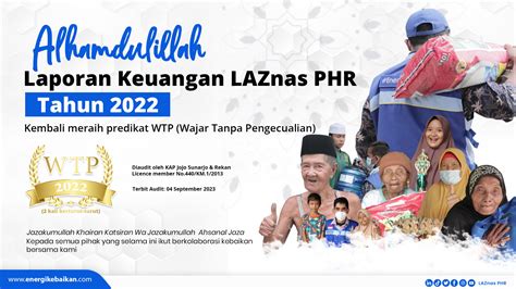 Laporan Keuangan Tahun 2022 LAZnas PHR Raih Opini WTP LAZnas PHR