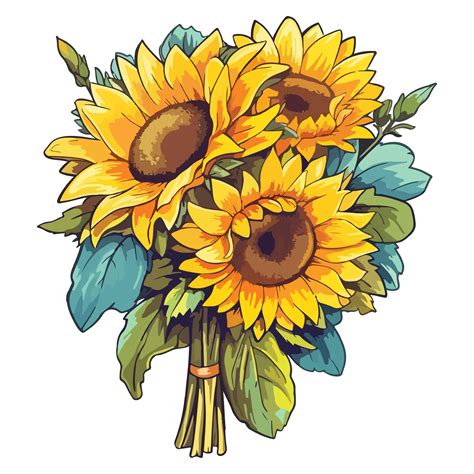 Sunflower bouquet modern pop art style, Sunflower illustration, simple ...