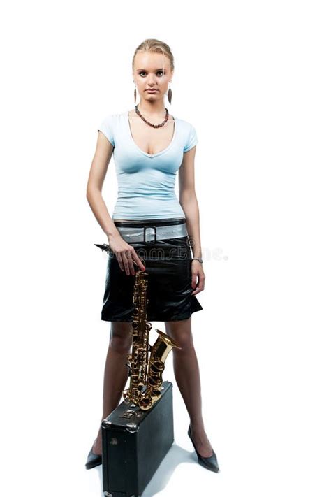 Saxophone Blonde Player Dreaming Stock Photo Image Of Blonde Front