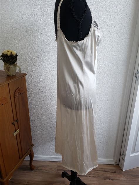 Vintage Nylon Full Slip Dress Lingerie Chemise Size 34 75 Cream Lace Maidenform Etsy