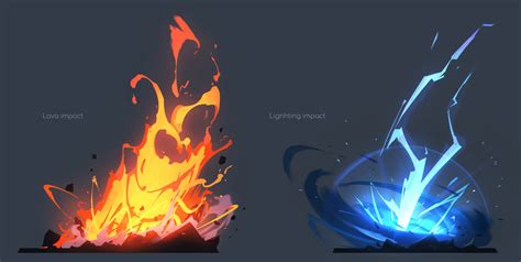 Three Different Types Of Fire And Water On A Black Background One With