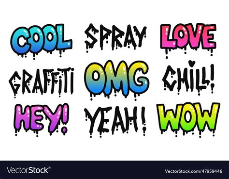 Graffiti words set street art graphic set Vector Image