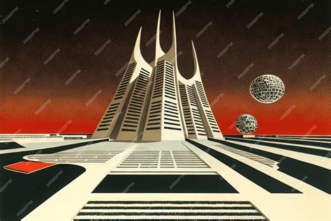 Paisaje Retrofuturista Al Estilo De Ciencia Ficción De Los Años 80 Escena Retro De Ciencia