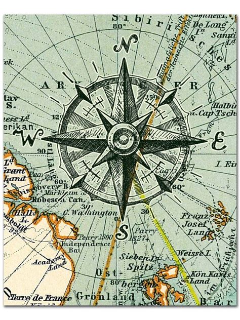 Nautische Karte Kompass Druck Kompass Auf Karte Poster Etsy De Map