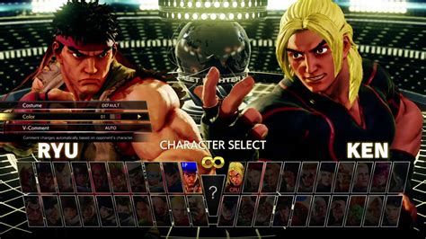 Street Fighter 5 Champion Edition Character Select Youtube