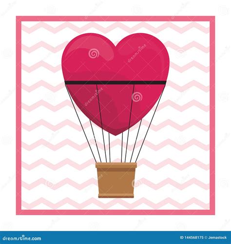Hot Air Balloon Heart Shaped On Frame Stock Vector Illustration Of Happy Cute