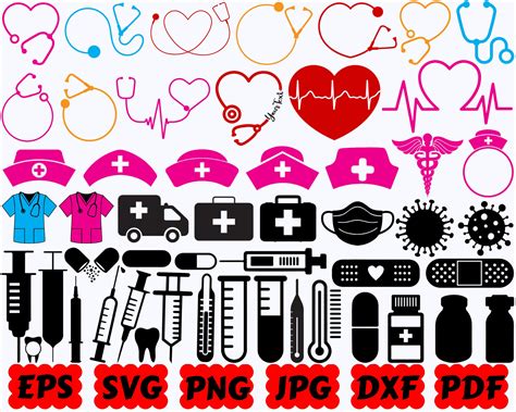 56 Nurse SVG Bundle Nurse Silhouette Nurse Clipart Nurse Cut File Nurse ...