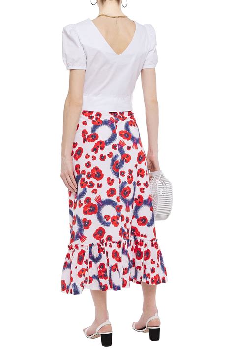 Isolda Gathered Floral Print Cotton Poplin Midi Skirt The Outnet