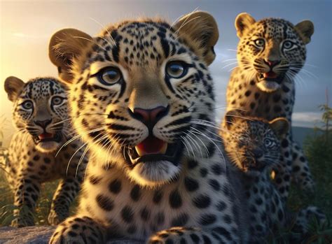 Premium AI Image | A group of small leopards