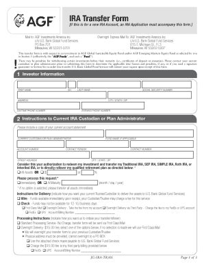 Fillable Online IRA Transfer Form AGF Fax Email Print PdfFiller