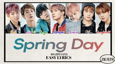 BTS 방탄소년단 Spring Day easy lyrics YouTube