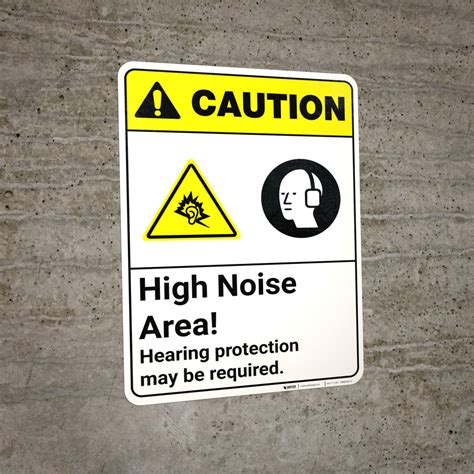 Caution High Noise Area Hearing Protection May Be Required Ansi Wall