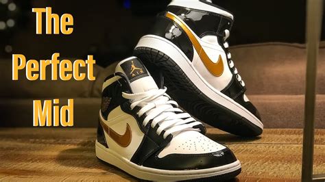 Air Jordan 1 Mid Black And Gold Patent Leather Hotsell | bellvalefarms.com