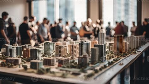 City professionals holding equipment walking towards skyscraper in
