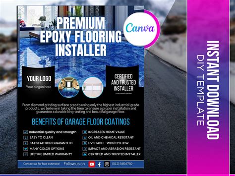 Epoxy Flooring Flyer Editable Canva Template Us Letter Size Etsy