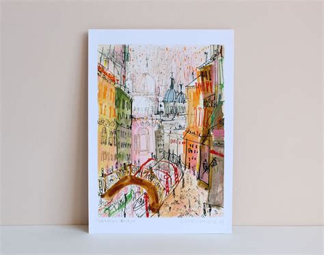 Venice Canal Picture, Signed Art Print, Watercolour Painting, Pencil ...