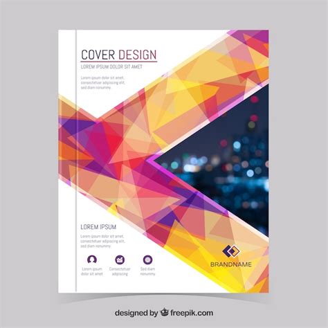 Free Vector Cover Template With Geometric Design And Photo