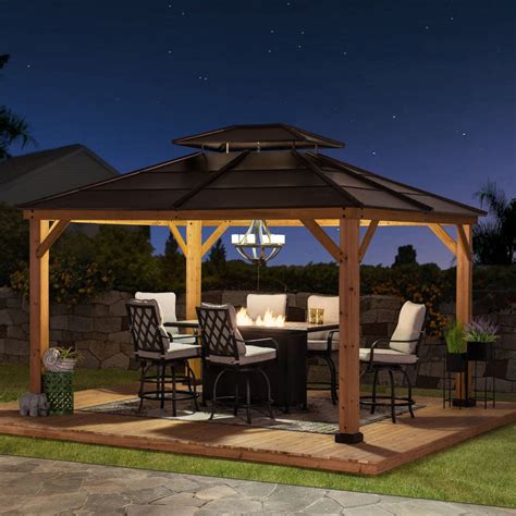 Sunjoy Wooden Hardtop Gazebo For Sale 11x13 For Outdoor Backyard Patio