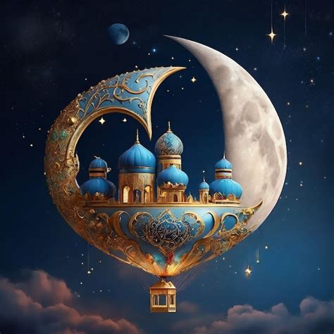 Premium Photo Eid Mubarak Luxury Moon Star Mosque Design