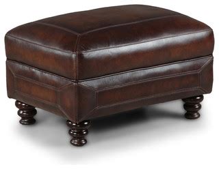 Simon Li Brown Leather Ottoman - Traditional - Footstools And Ottomans ...