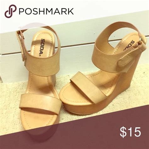 Soda Nude Velcro Wedges Stylish And Comfortable