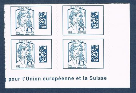 Bloc 4 Timbres Bleu Autocollants Marianne VILLERS COLLECTIONS