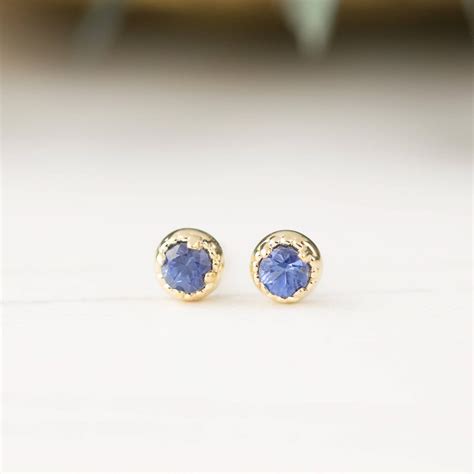 Blue Sapphire Studs Earrings 3mm Large Blue Sapphire Stud Earrings