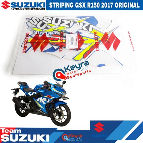 Striping Stiker Logo Emblem Gsx R Biru Asli Original Lazada