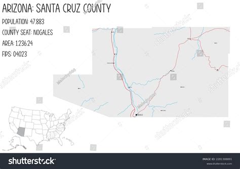 Large Detailed Map Santa Cruz County Stock Vector (Royalty Free ...