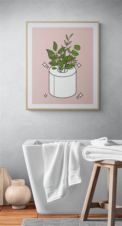 Bathroom Art Bathroom Print Plant Art Toilet Paper Art - Etsy