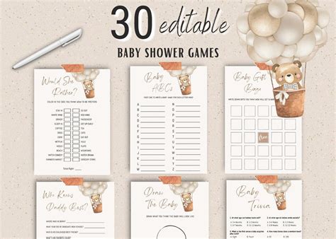 Gender Neutral Baby Shower Games, Printable Baby Shower Game Bundle ...