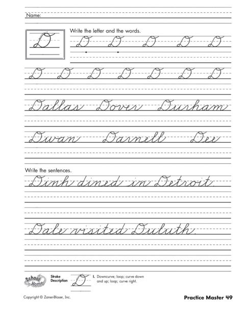 Zaner Bloser Handwriting Worksheet Cursive Handwriting Practice2 Pages Printable Tracing Numbers