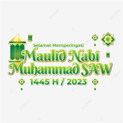 Text Of Maulid Nabi 2023 Year 1445 H Vector, Birthday Of The Prophet ...