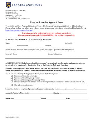 Fillable Online Program Extension Approval Form Hofstra University