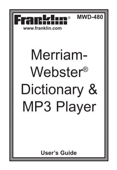 Merriam Webster Dictionary MP3 Player Franklin Electronic