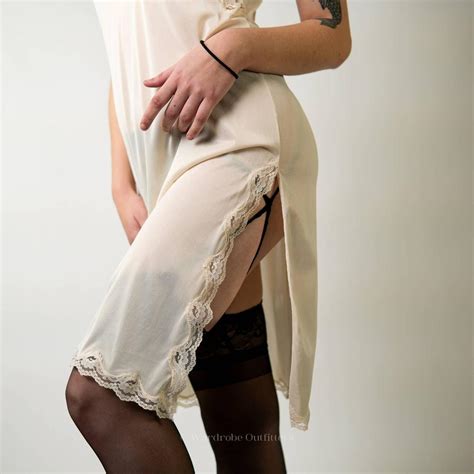 Vintage S White Lace Lingerie Slip Made In Depop