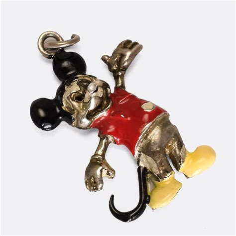 Mid-Century Silver Enamel Mickey Mouse Charm Pendant – Butter Lane Antiques