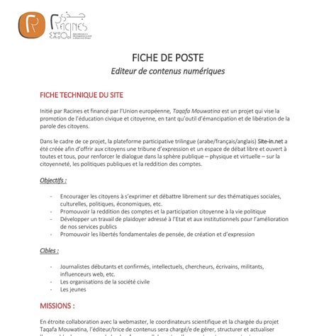 Fiche De Poste Editeur De Contenus Pdf Docdroid Hot Sex Picture