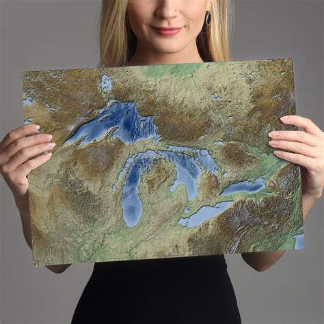 Great Lakes Topographic Map Digital Download Bathymetric Map ...