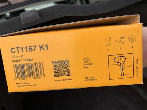 Continetal CT1167K1 — Skoda Octavia A7 Mk3, 1,4 л, 2015 года | запчасти ...