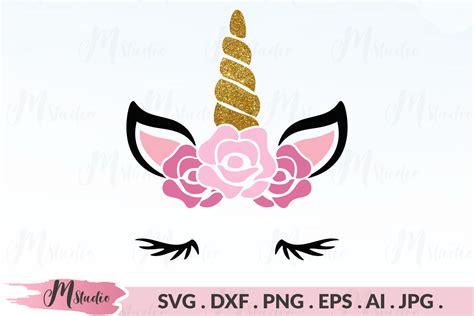 Unicorn Face Floral Svg